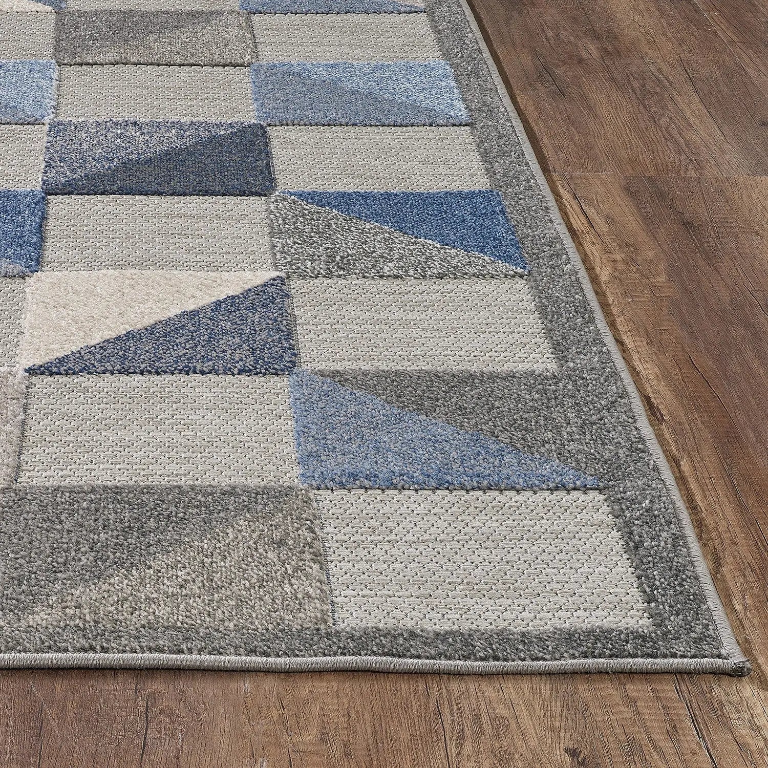 7' X 9' Blue Geometric Stain Resistant Indoor Outdoor Area Rug Homeroots Outdoor