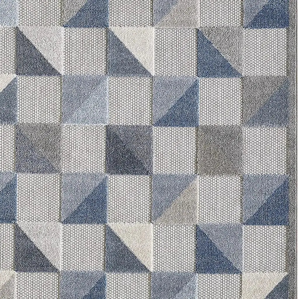 7' X 9' Blue Geometric Stain Resistant Indoor Outdoor Area Rug Homeroots Outdoor