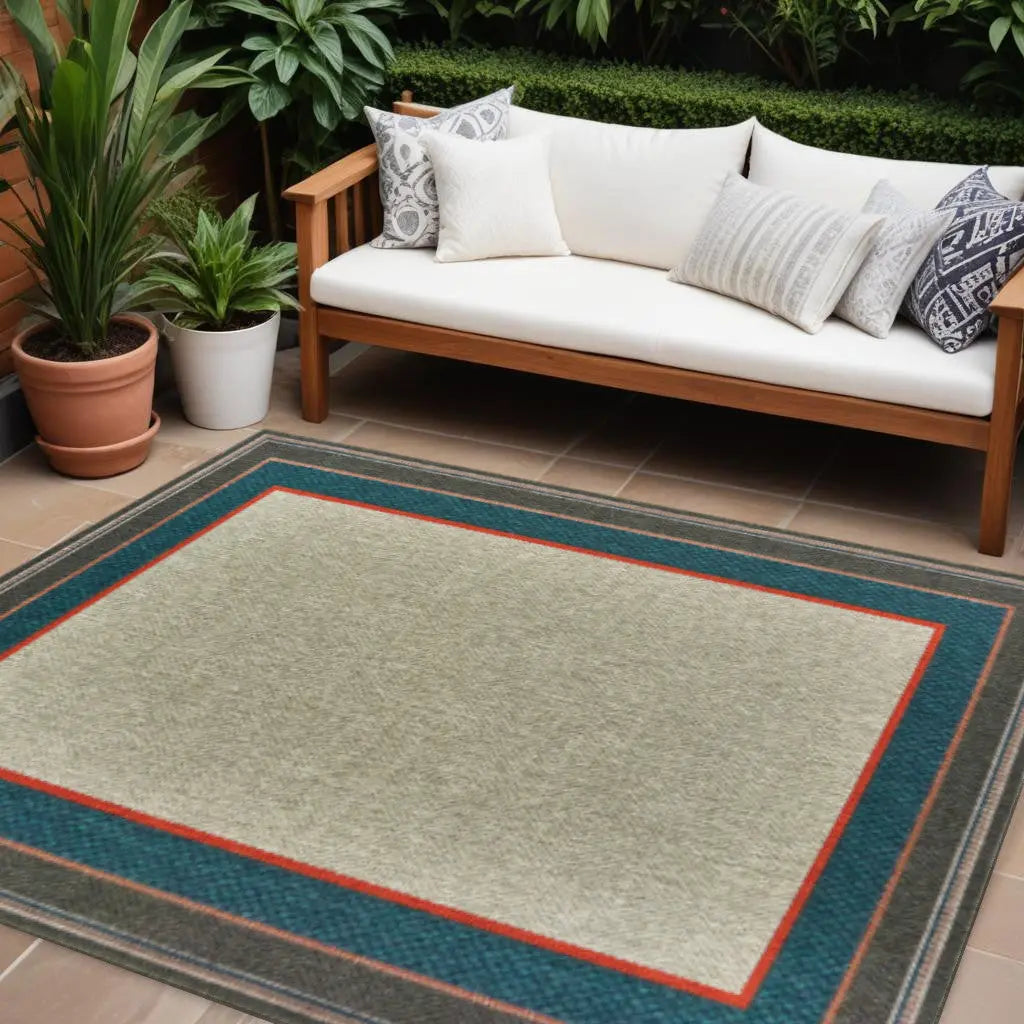 7' X 9' Blue and Gray Stain Resistant Indoor Outdoor Area Rug Homeroots Outdoor