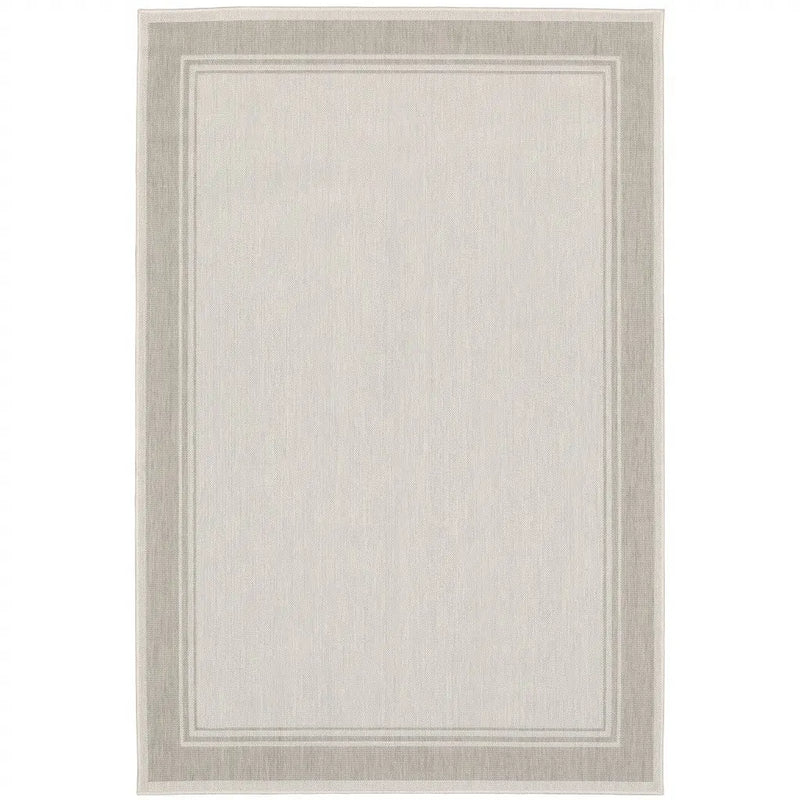 7' X 9' Gray And Ivory Indoor Outdoor Area Rug Homeroots Outdoor