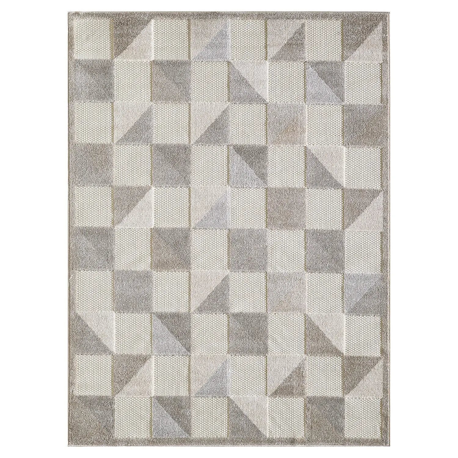 7' X 9' Gray Geometric Stain Resistant Indoor Outdoor Area Rug Homeroots Outdoor
