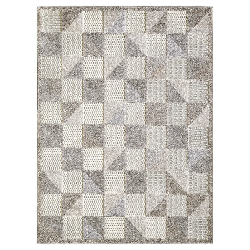 7' X 9' Gray Geometric Stain Resistant Indoor Outdoor Area Rug Homeroots Outdoor