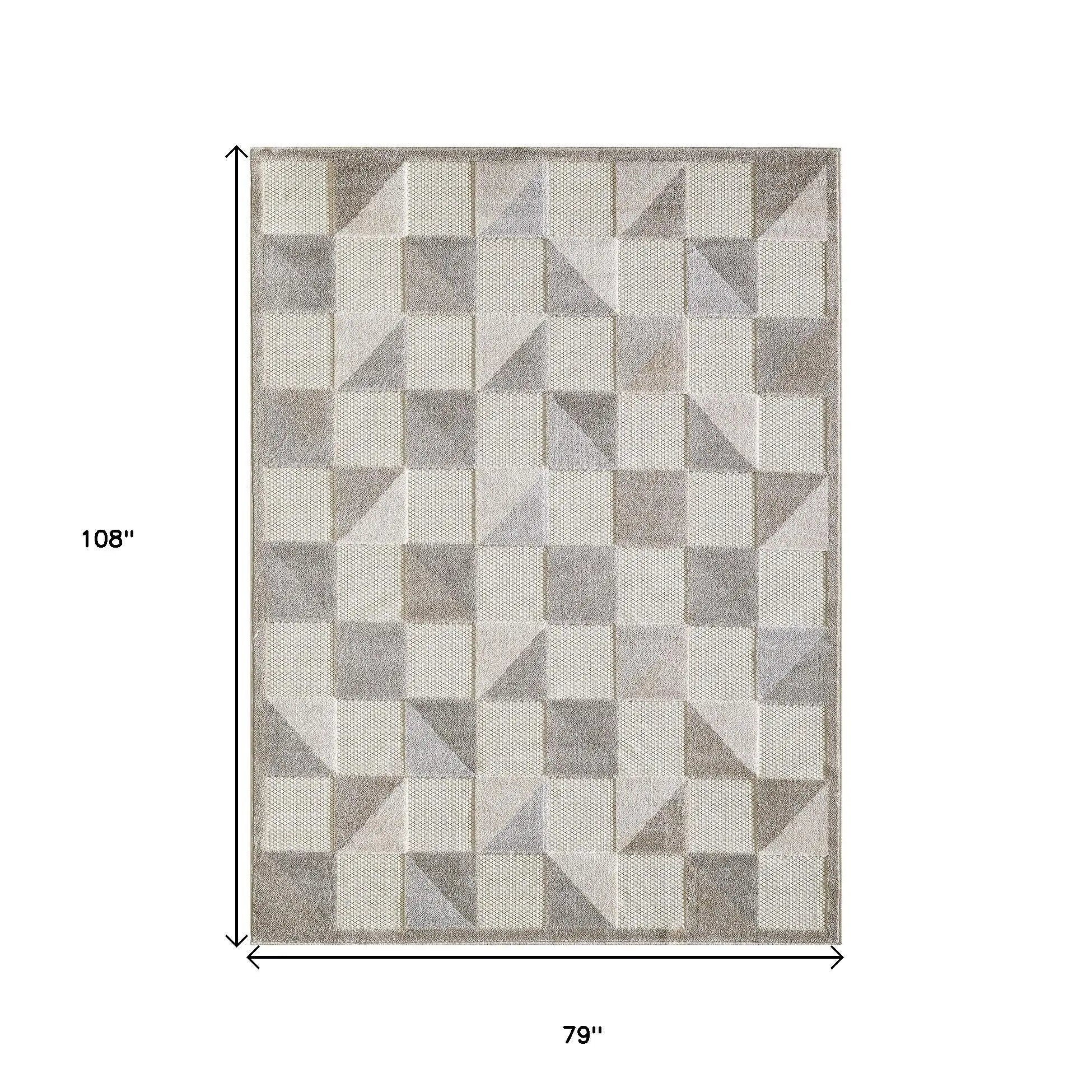 7' X 9' Gray Geometric Stain Resistant Indoor Outdoor Area Rug Homeroots Outdoor