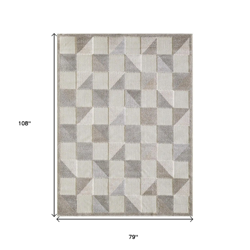 7' X 9' Gray Geometric Stain Resistant Indoor Outdoor Area Rug Homeroots Outdoor