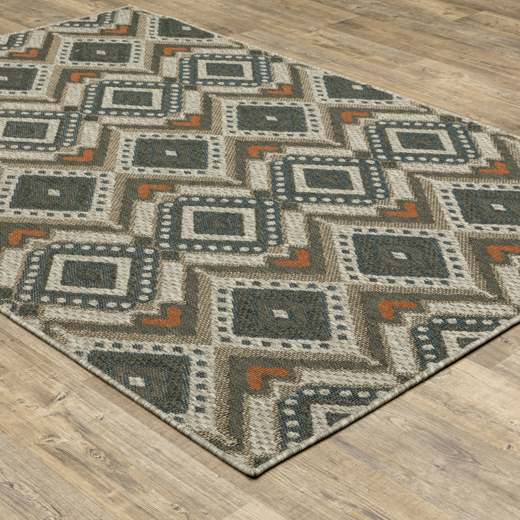 7' X 9' Gray Geometric Stain Resistant Indoor Outdoor Area Rug Homeroots Outdoor