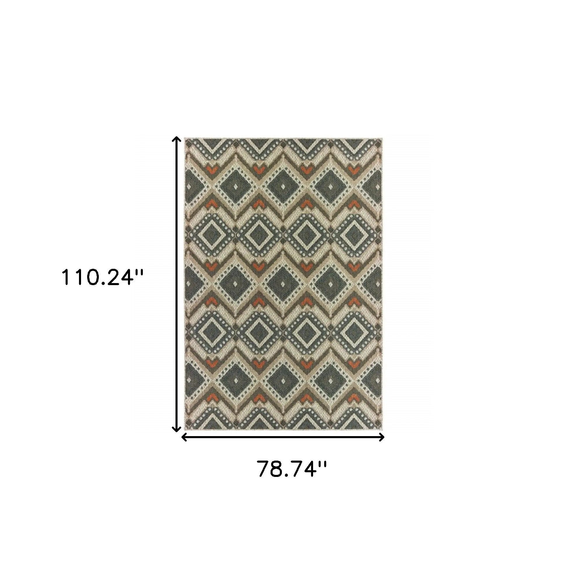 7' X 9' Gray Geometric Stain Resistant Indoor Outdoor Area Rug Homeroots Outdoor