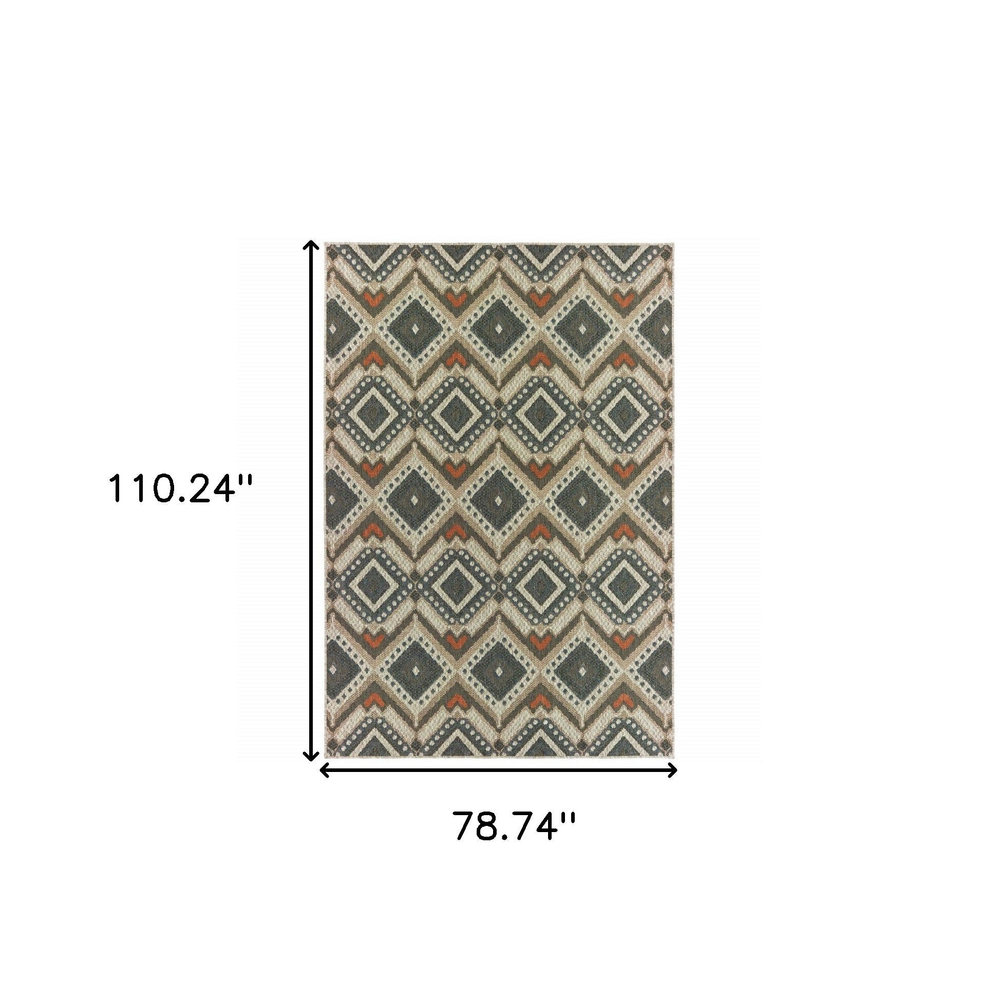 7' X 9' Gray Geometric Stain Resistant Indoor Outdoor Area Rug Homeroots Outdoor