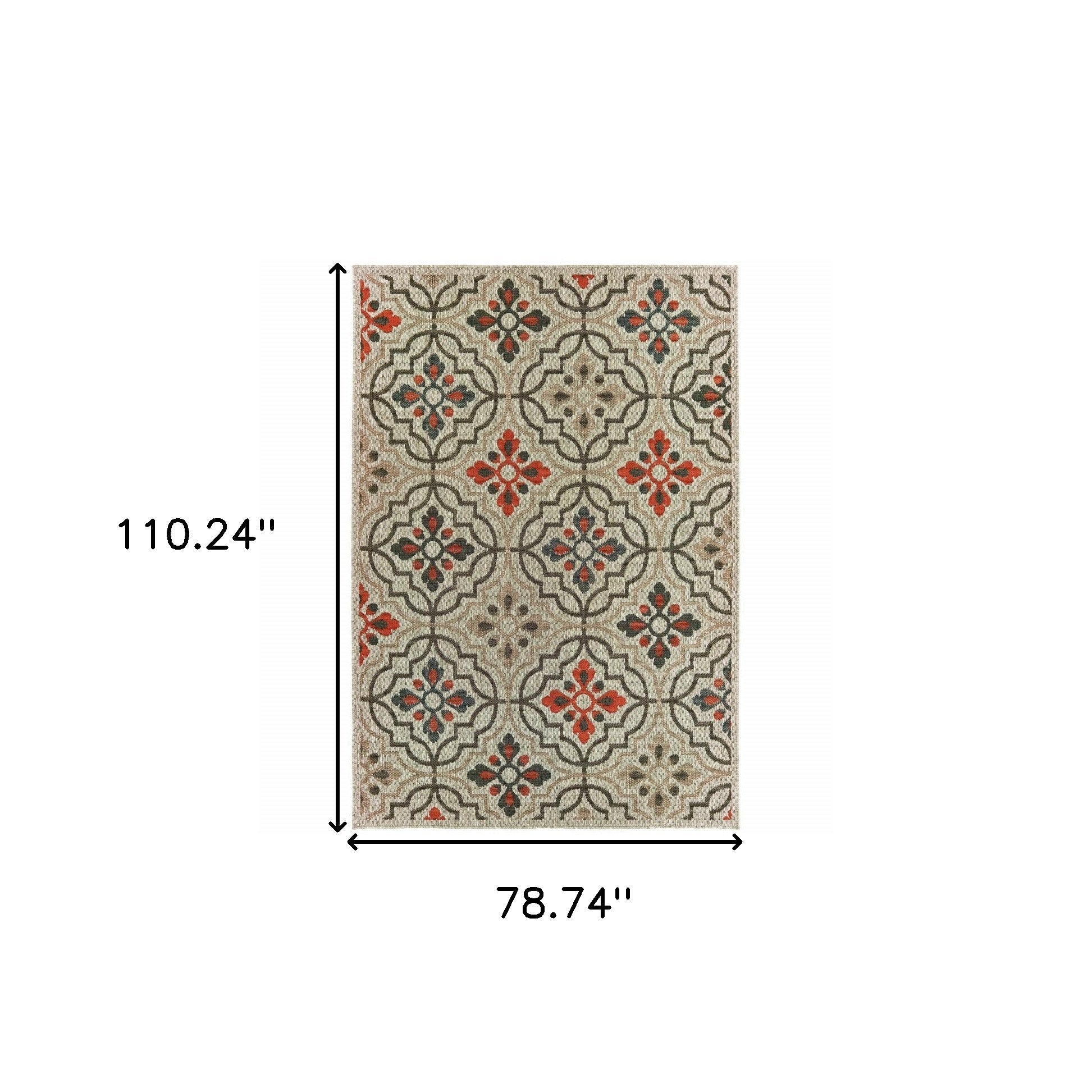 7' X 9' Gray Geometric Stain Resistant Indoor Outdoor Area Rug Homeroots Outdoor