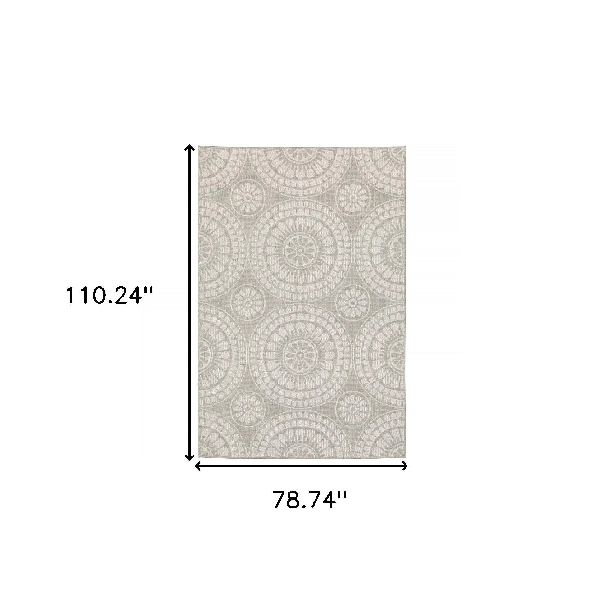 7' X 9' Gray and Ivory Geometric Stain Resistant Indoor Outdoor Area Rug Homeroots Outdoor