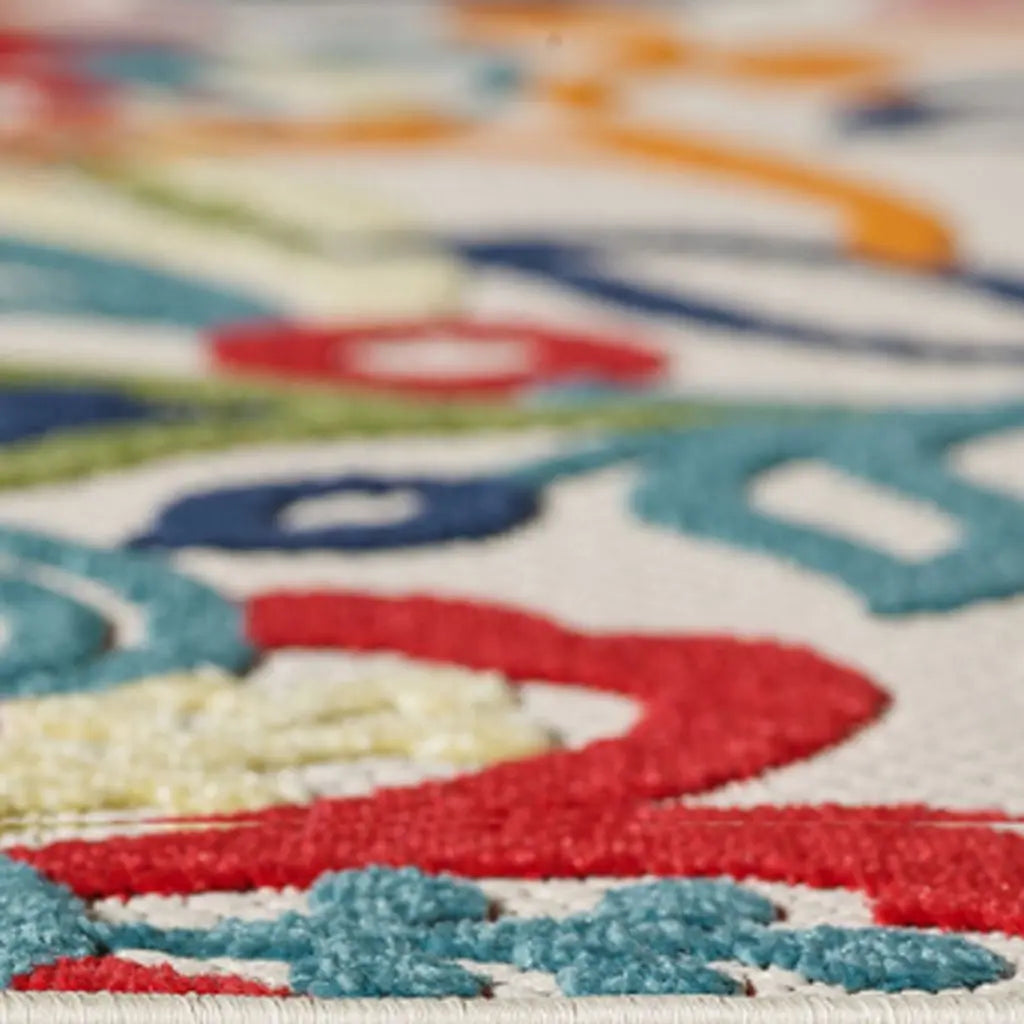 7' X 9' Ivory And Blue Indoor Outdoor Area Rug Homeroots Outdoor