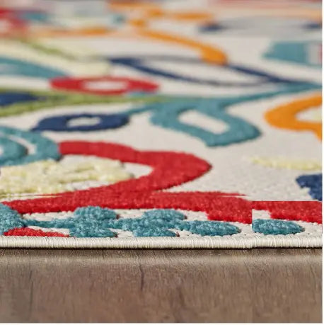 7' X 9' Ivory And Blue Indoor Outdoor Area Rug Homeroots Outdoor