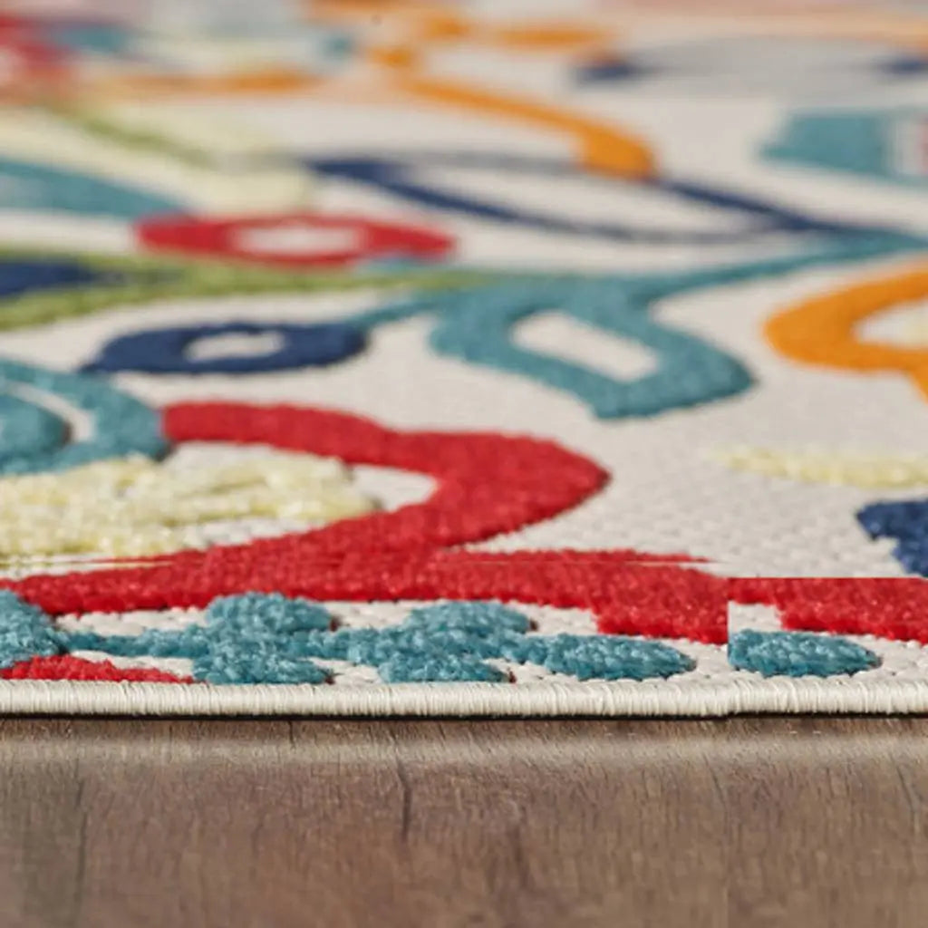 7' X 9' Ivory And Blue Indoor Outdoor Area Rug Homeroots Outdoor
