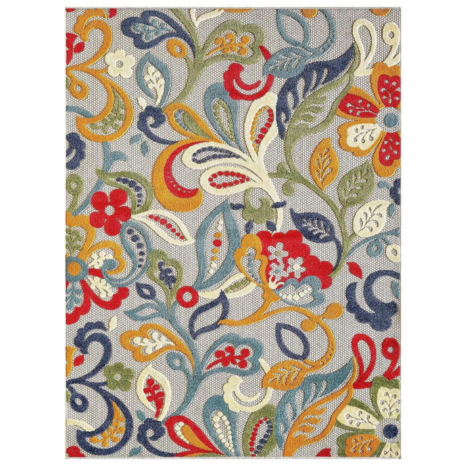 7' X 9' Ivory And Blue Indoor Outdoor Area Rug Homeroots Outdoor