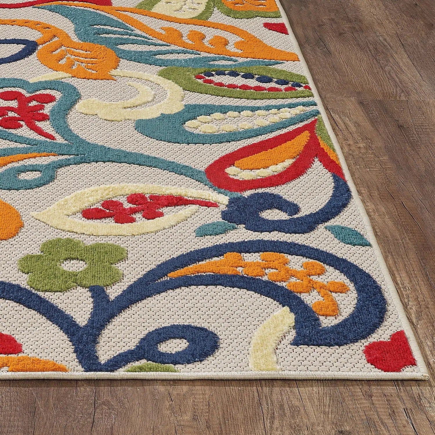 7' X 9' Ivory And Blue Indoor Outdoor Area Rug Homeroots Outdoor