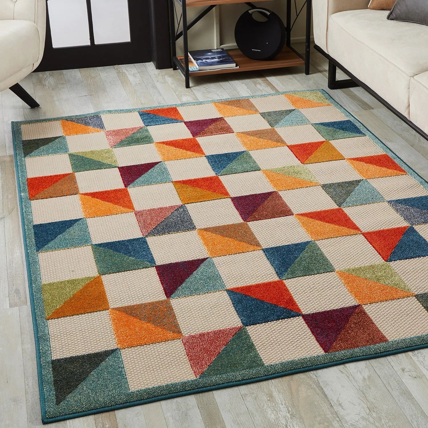 7' X 9' Orange And Ivory Indoor Outdoor Area Rug Homeroots Outdoor