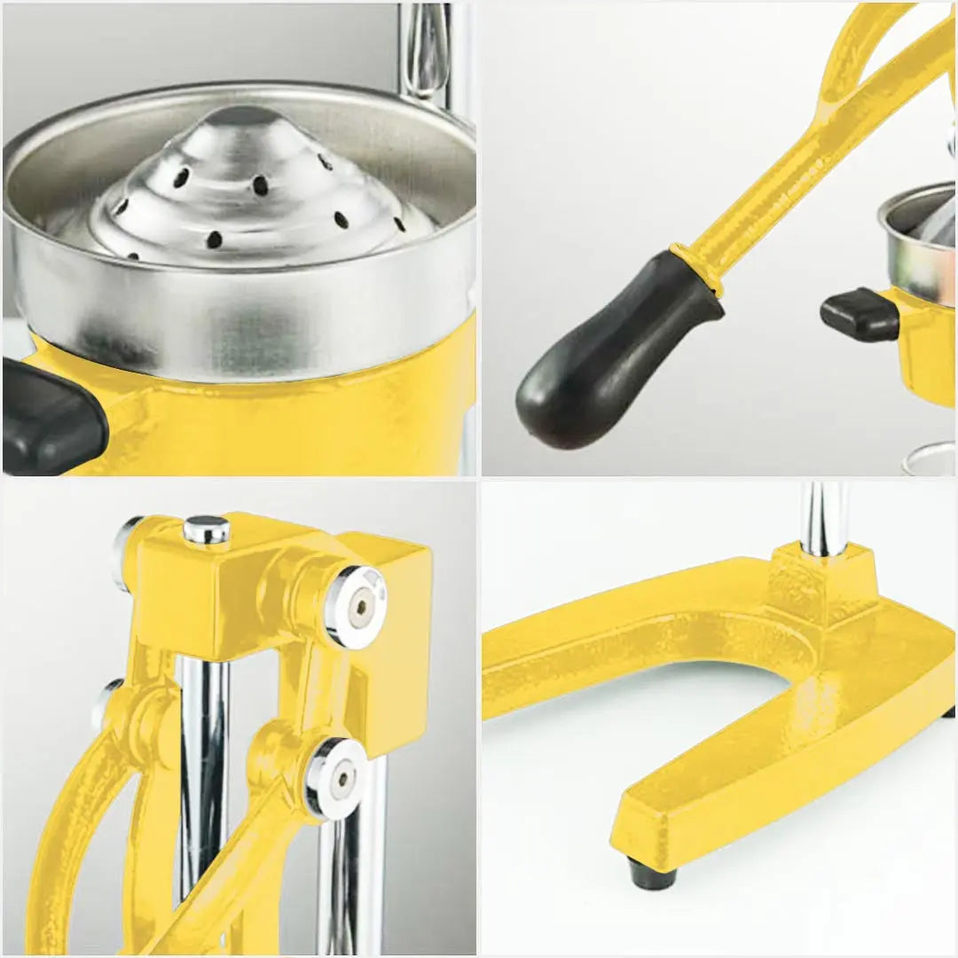 7" Yellow Black And Silver Stainless Steel Manual Juicer Homeroots Kitchen & Dining