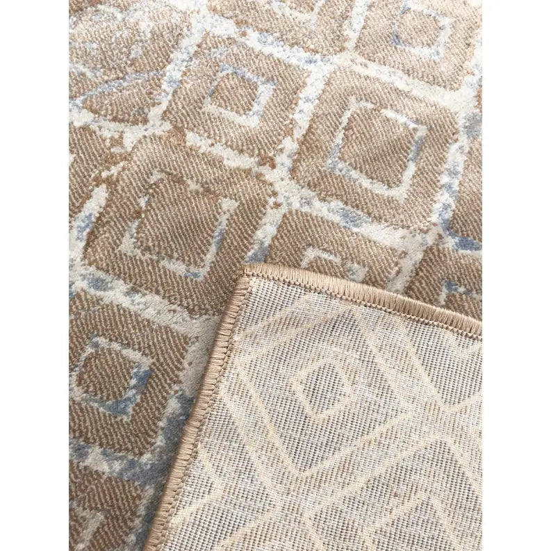 7'10" x 10'3" feet Dark Beige Geometric Silky Glam Area Rug Home Mart Goods