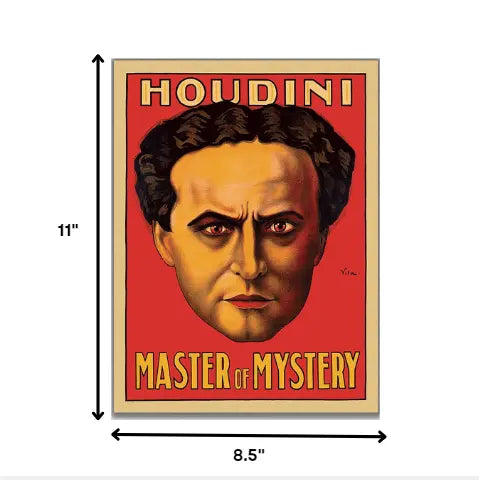 8.5" X 11" Houdini Master Of Mystery Vintage Magic Poster Wall Art Homeroots Home Decor
