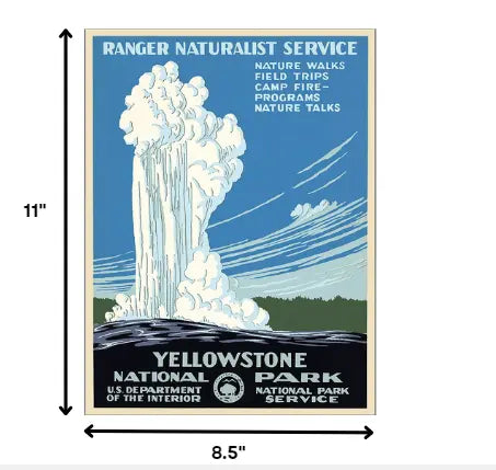 8.5" x 11" Yellowstone National Park c1938 Vintage Travel Poster Wall Art Homeroots Home Decor
