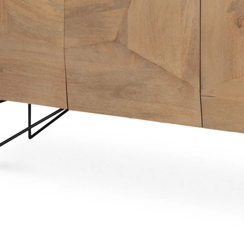 80" Black Solid Wood Sideboard Soft Close with Four Doors Homeroots Kitchen & Dining