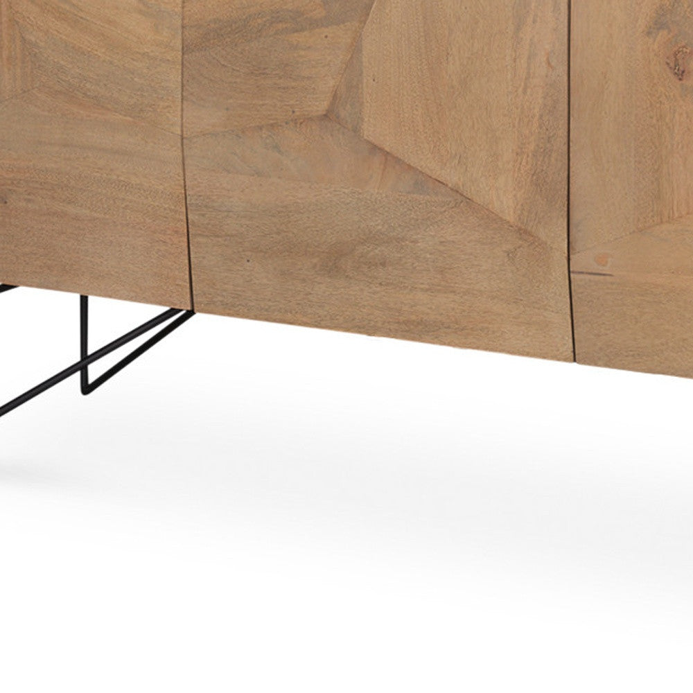 80" Black Solid Wood Sideboard Soft Close with Four Doors Homeroots Kitchen & Dining