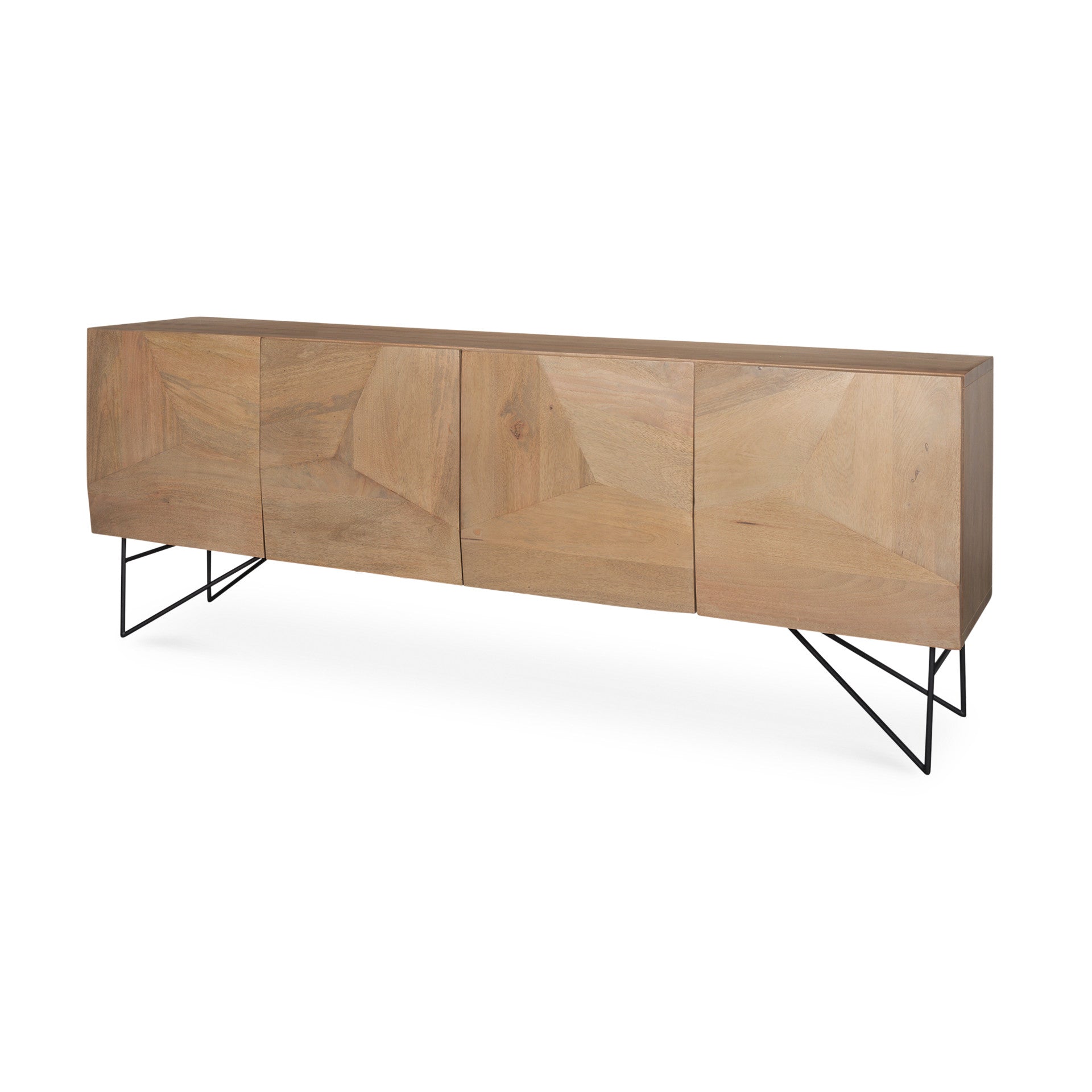80" Black Solid Wood Sideboard Soft Close with Four Doors Homeroots Kitchen & Dining
