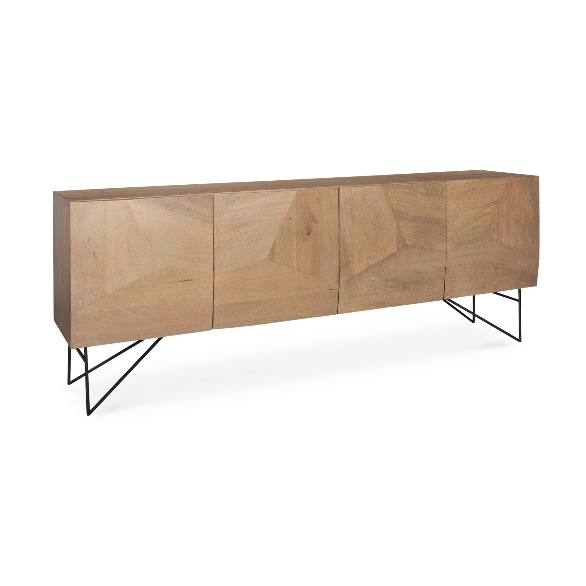 80" Black Solid Wood Sideboard Soft Close with Four Doors Homeroots Kitchen & Dining