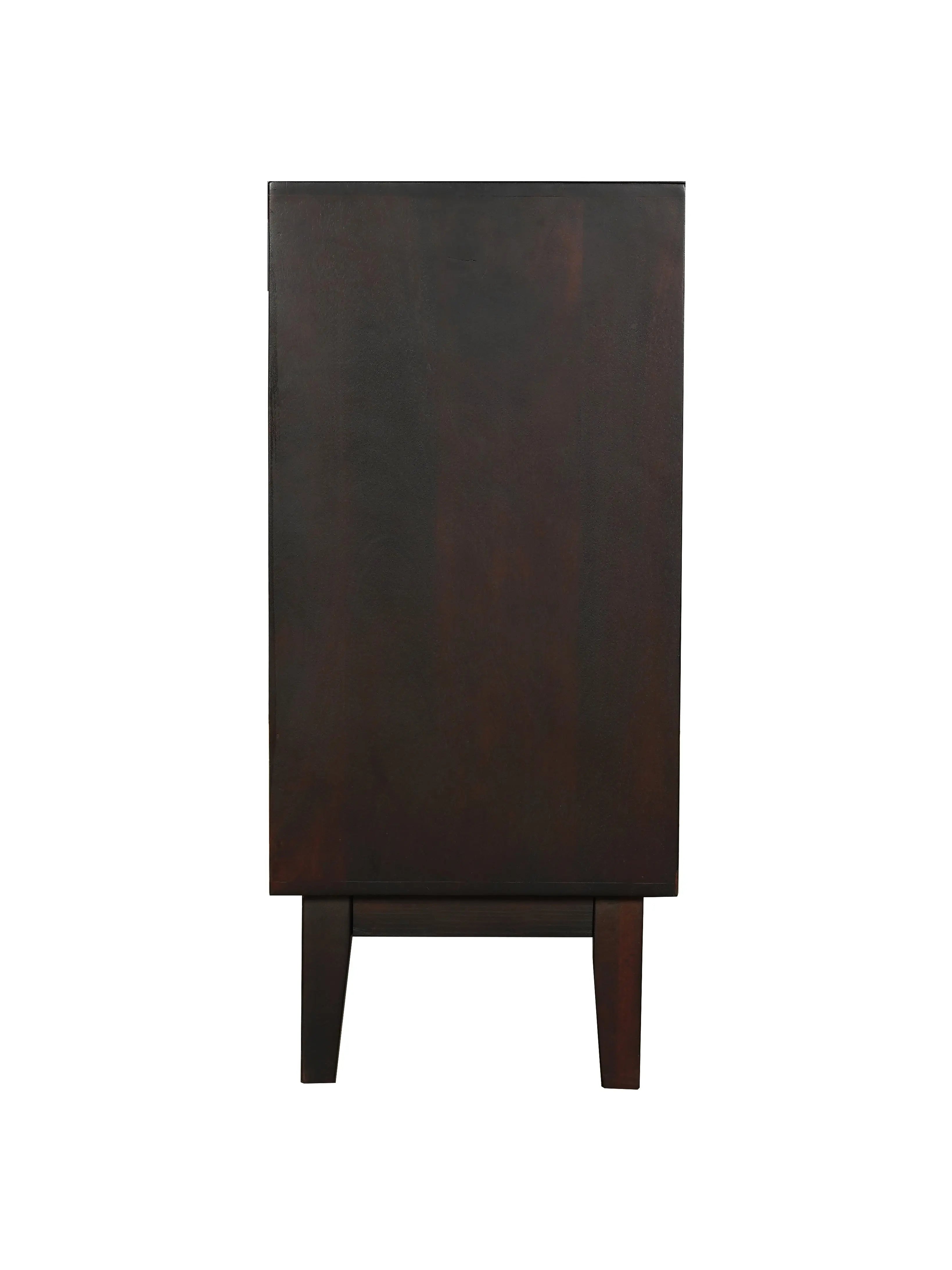 80" Dark Brown Solid Wood Carved Abstract Sideboard with Four Doors Homeroots Kitchen & Dining