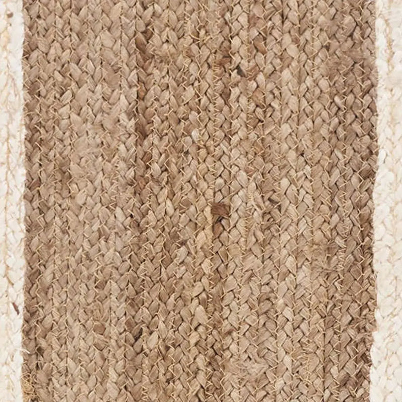 80" Natural And Cream Geometric Bordered Jute Table Runner Homeroots Kitchen & Dining