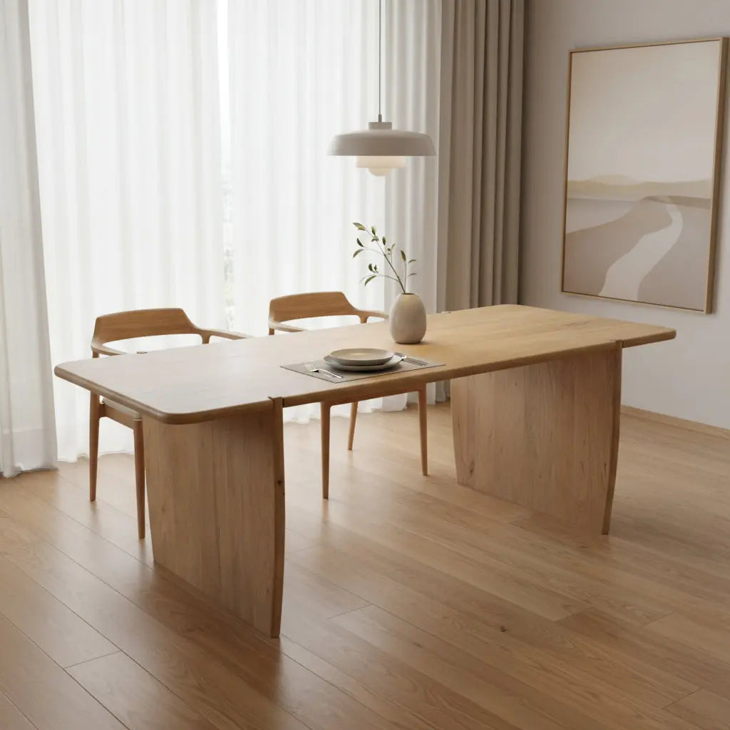 80" Natural Wood Double Pedestal Base Dining Table Homeroots Kitchen & Dining