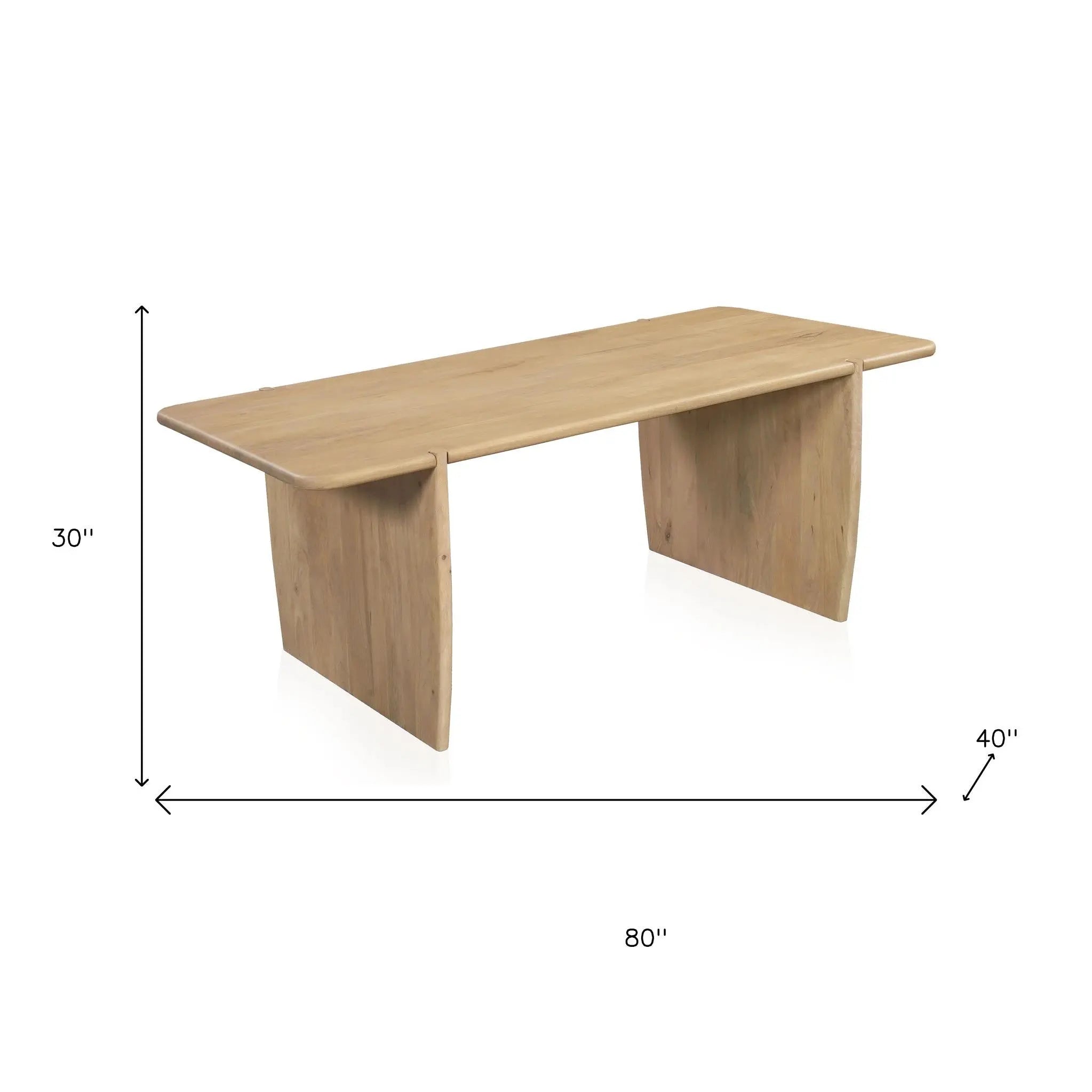 80" Natural Wood Double Pedestal Base Dining Table Homeroots Kitchen & Dining