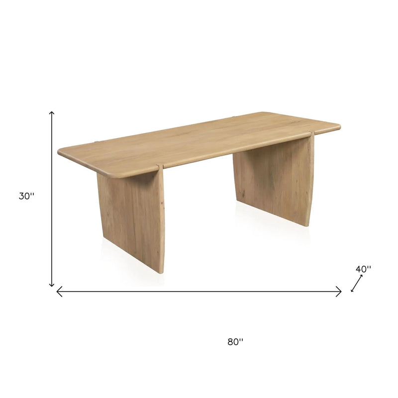 80" Natural Wood Double Pedestal Base Dining Table Homeroots Kitchen & Dining