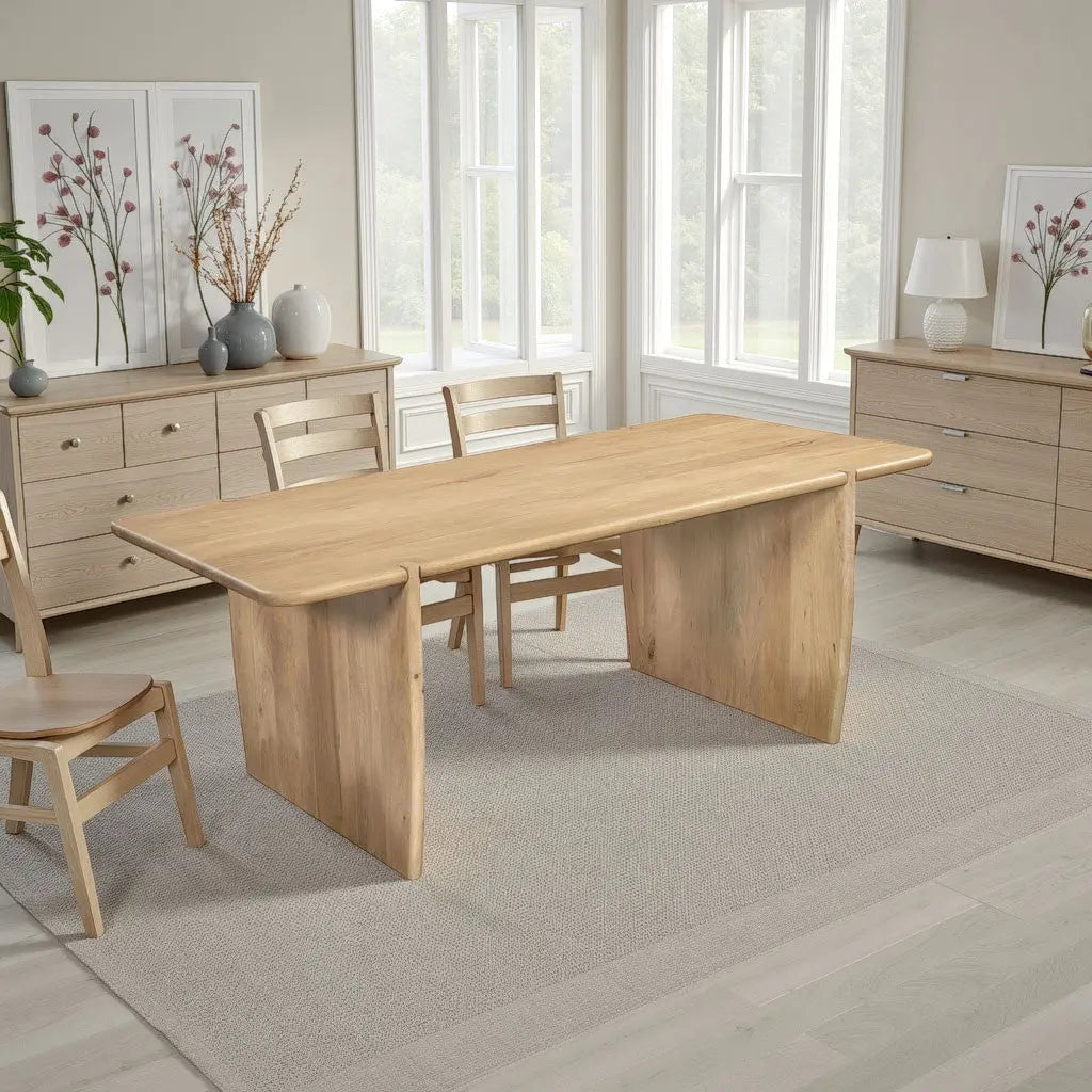 80" Natural Wood Double Pedestal Base Dining Table Homeroots Kitchen & Dining