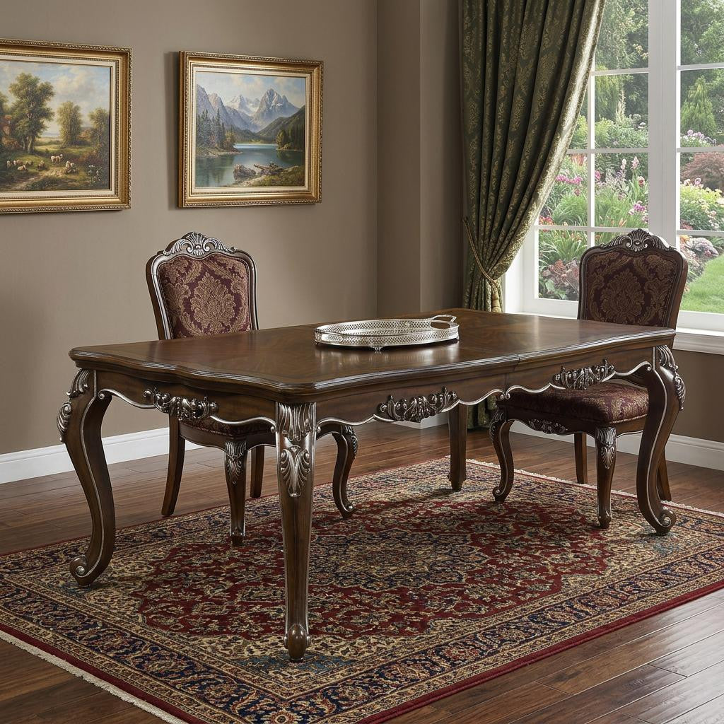 80" Oak and Silver Wood Removable Leaf Extendable Dining Table Homeroots Kitchen & Dining