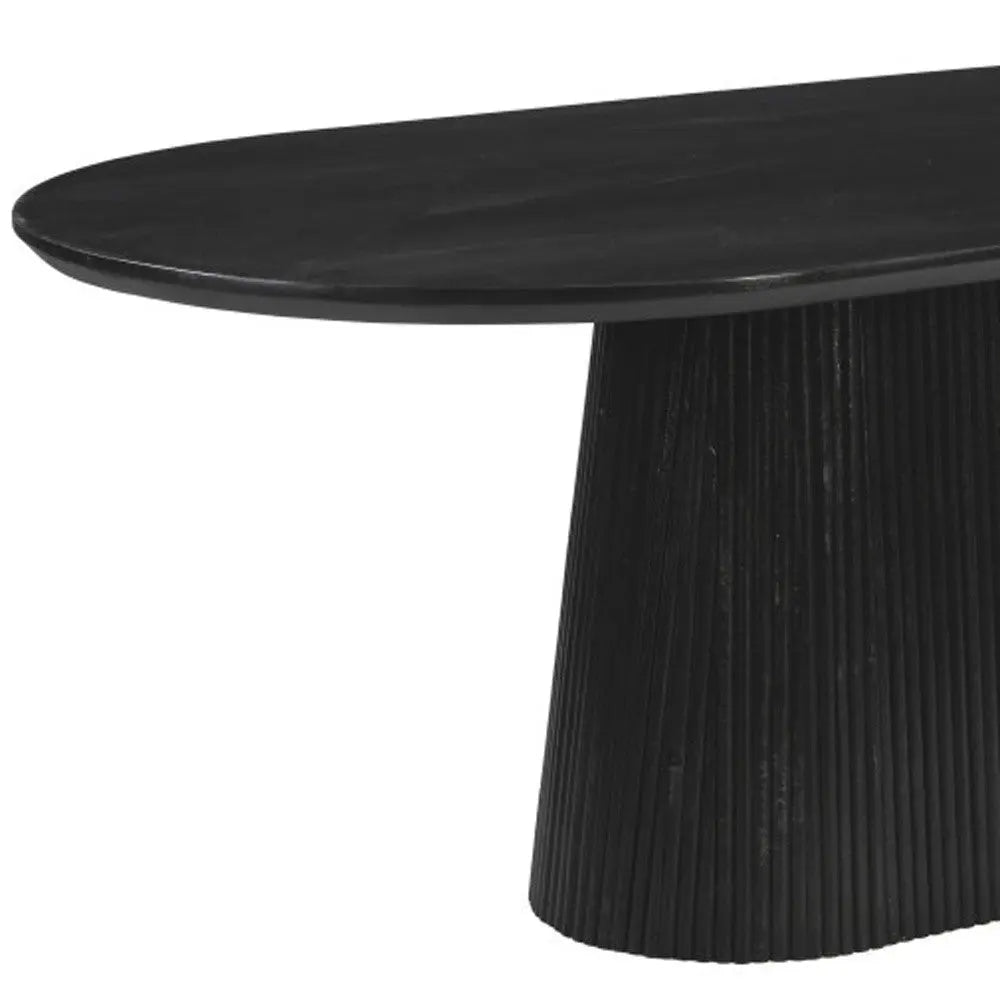 81" Black Wood Pedestal Base Oval Dining Table Homeroots Kitchen & Dining