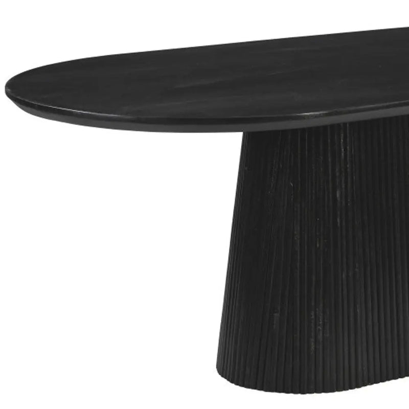 81" Black Wood Pedestal Base Oval Dining Table Homeroots Kitchen & Dining