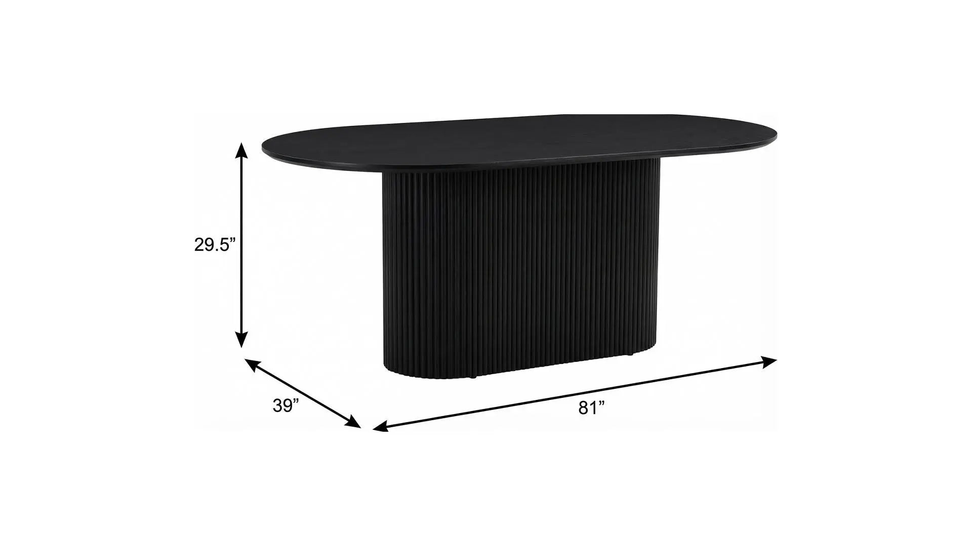 81" Black Wood Pedestal Base Oval Dining Table Homeroots Kitchen & Dining