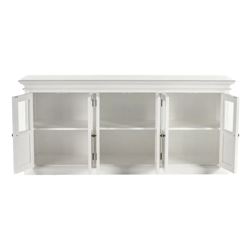 82" White Solid Wood Buffet Table With Six Doors Homeroots Kitchen & Dining