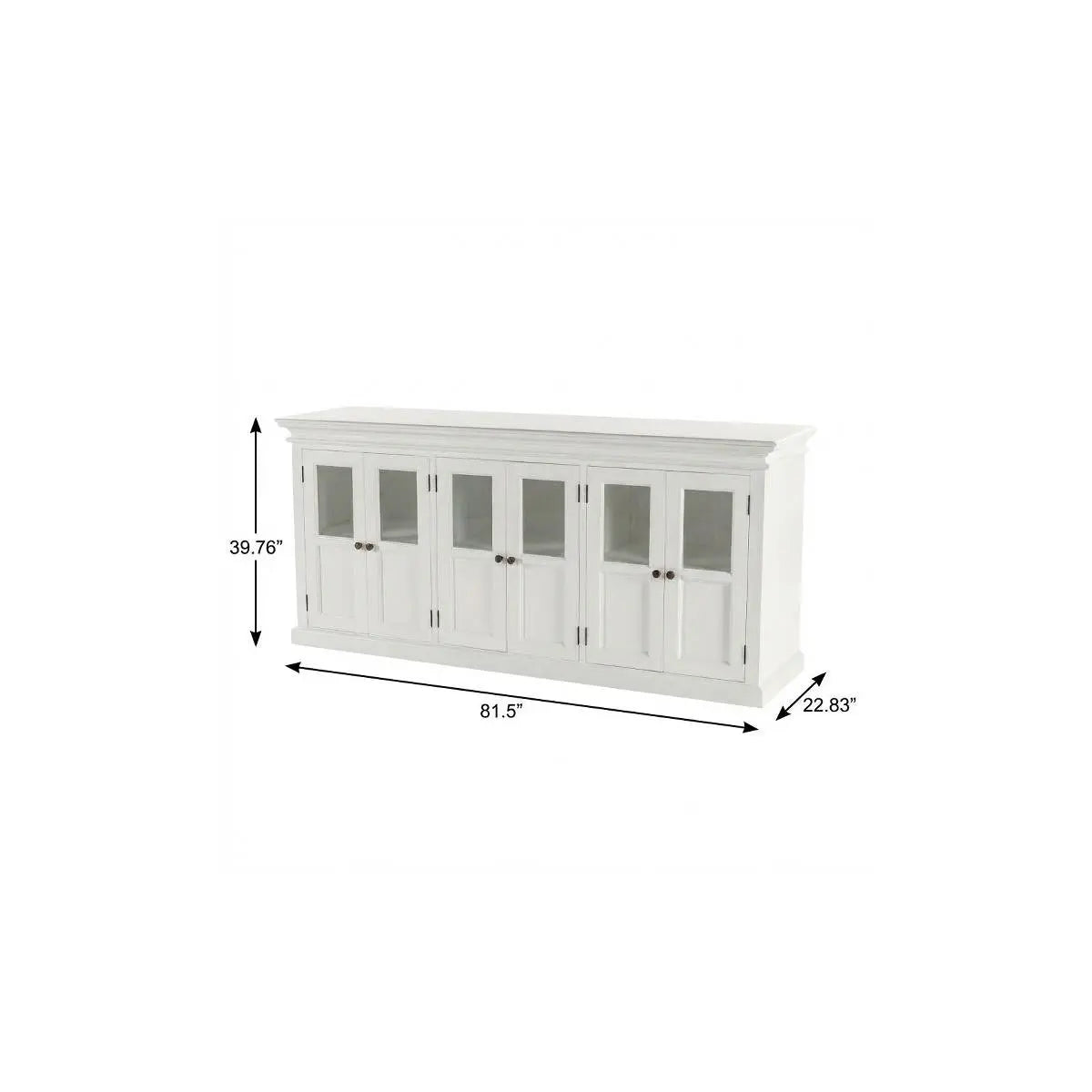 82" White Solid Wood Buffet Table With Six Doors Homeroots Kitchen & Dining