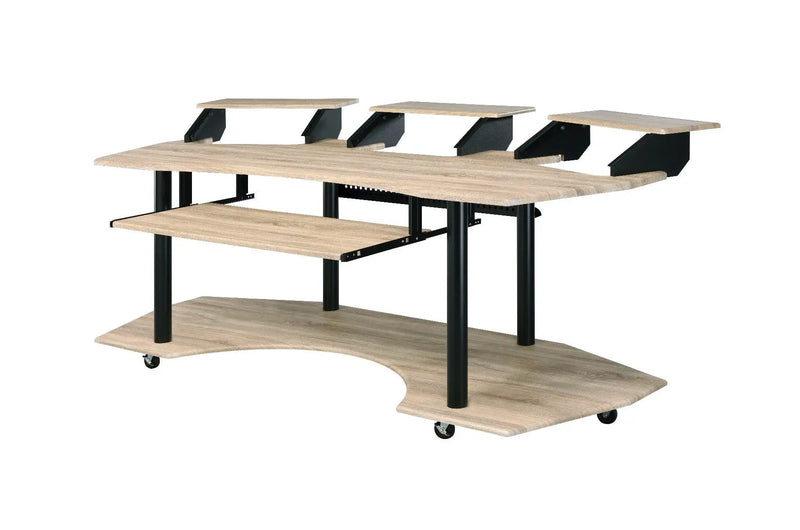 83" Natural and Black Music Recording Studio Desk Homeroots Office