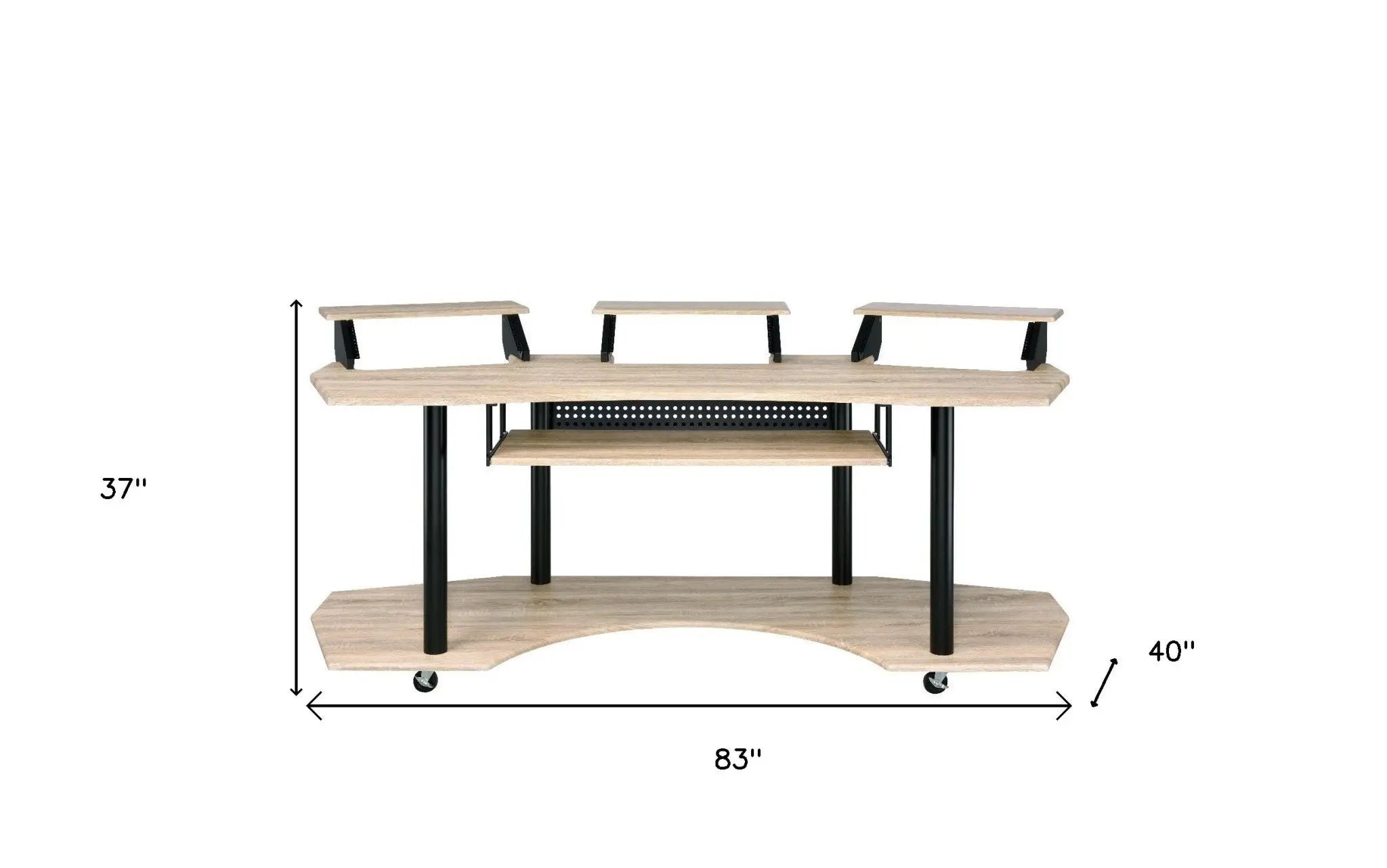 83" Natural and Black Music Recording Studio Desk Homeroots Office