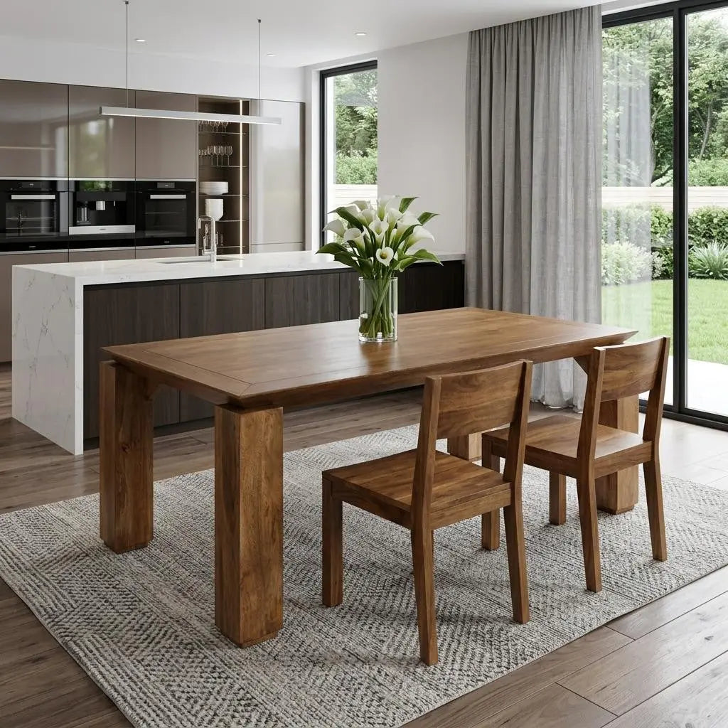 84" Brown Solid Wood Dining Table Homeroots Kitchen & Dining