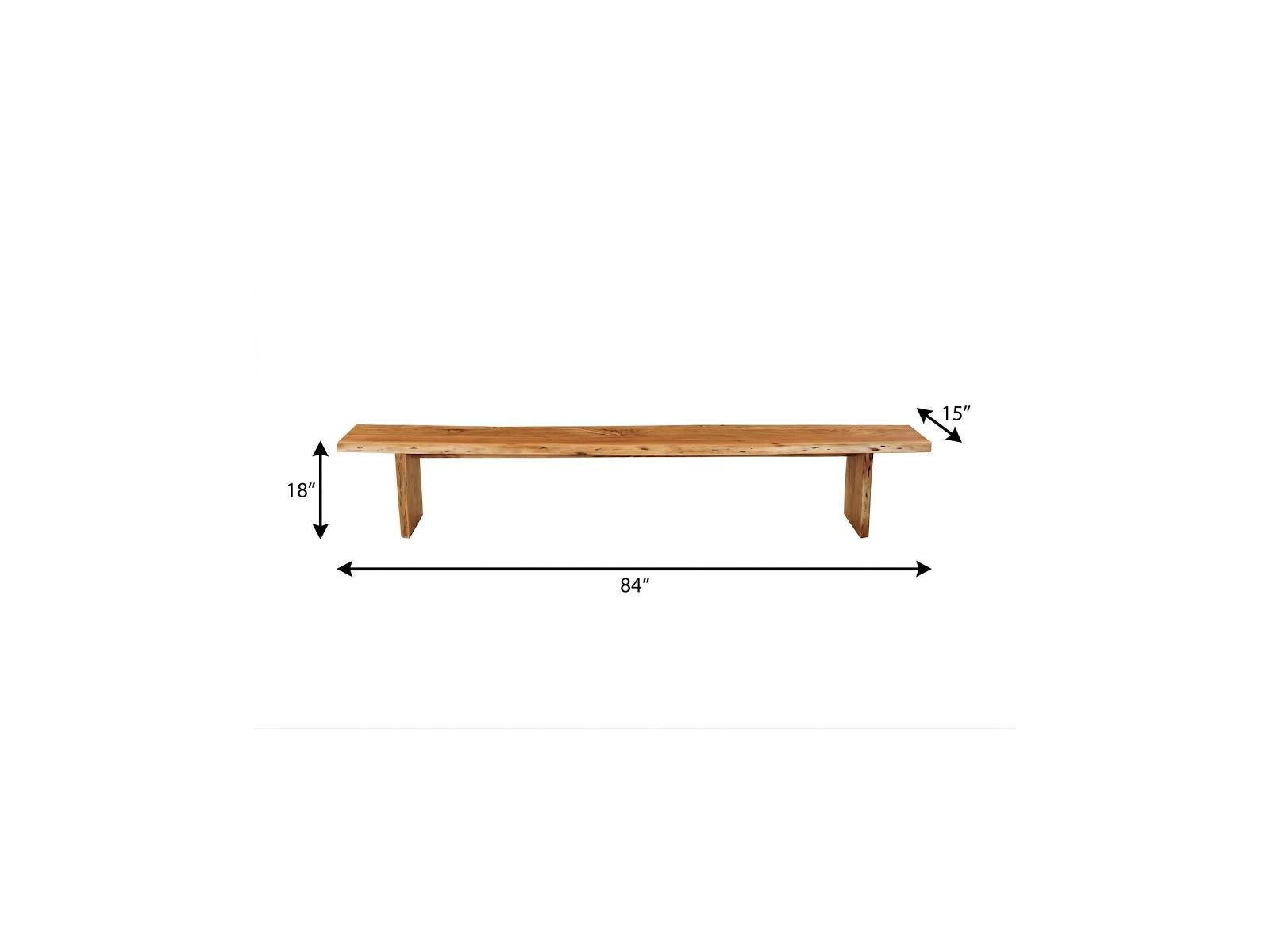 84" Brown Solid Wood Live Edge Dining Bench Homeroots Living Room