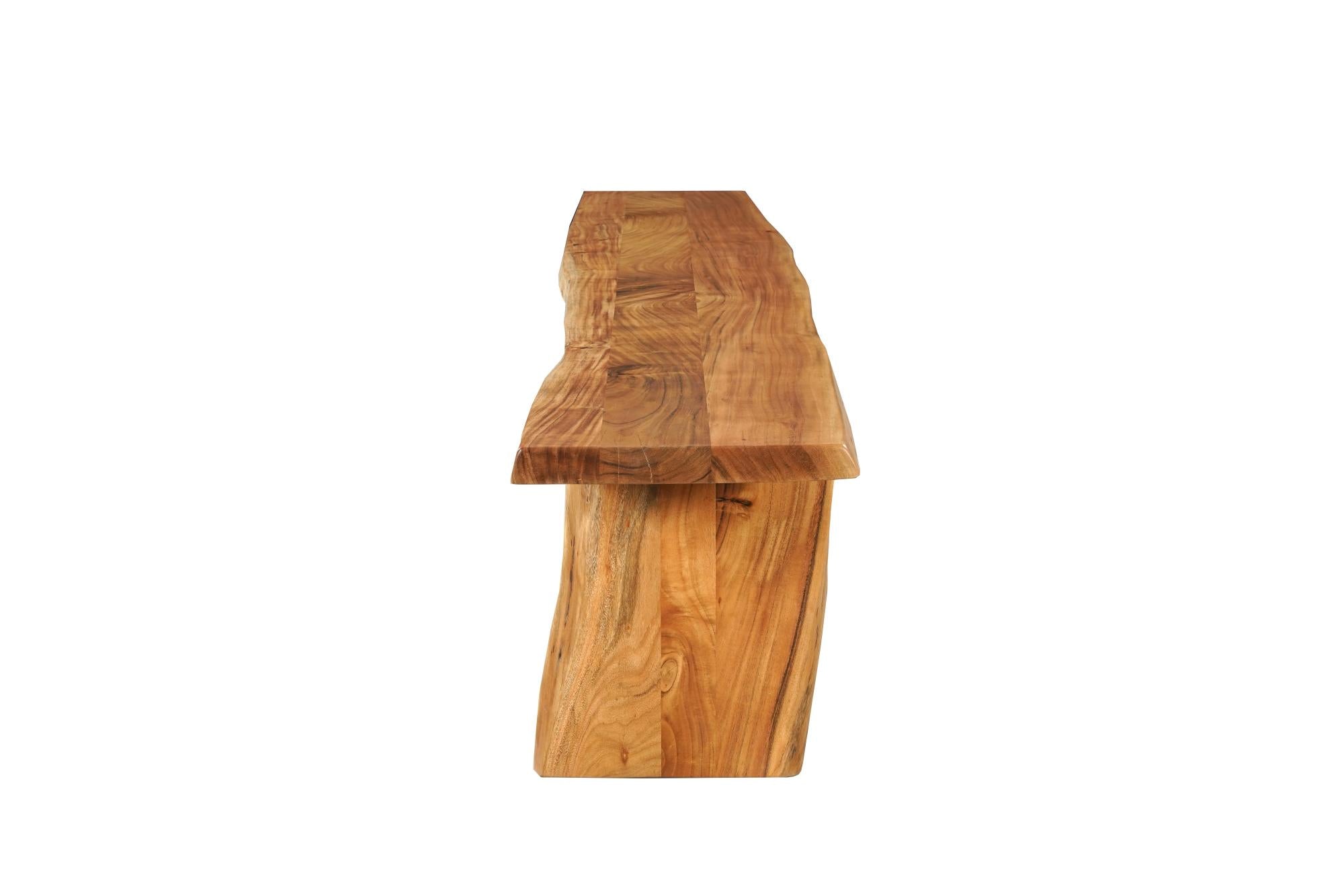 84" Brown Solid Wood Live Edge Dining Bench Homeroots Living Room
