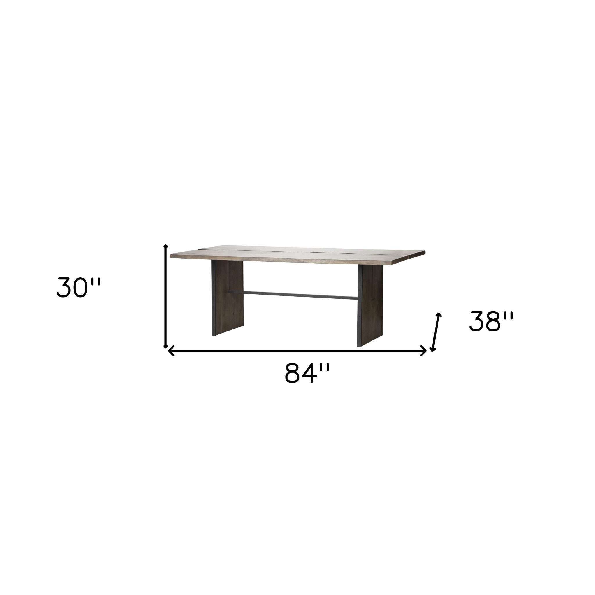 84" Brown Solid Wood Sled Base Dining Table - GreatEagleInc
