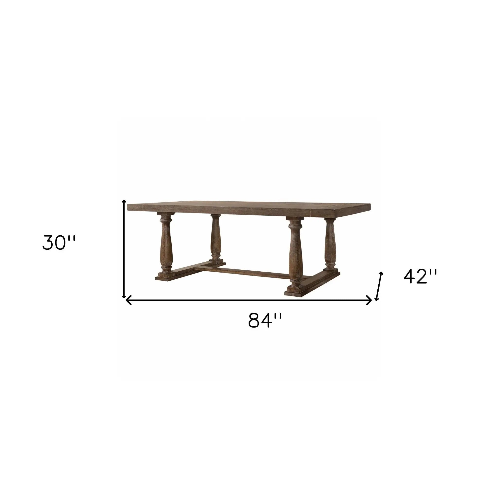 84" Brown Solid Wood Trestle Base Dining Table Homeroots Kitchen & Dining
