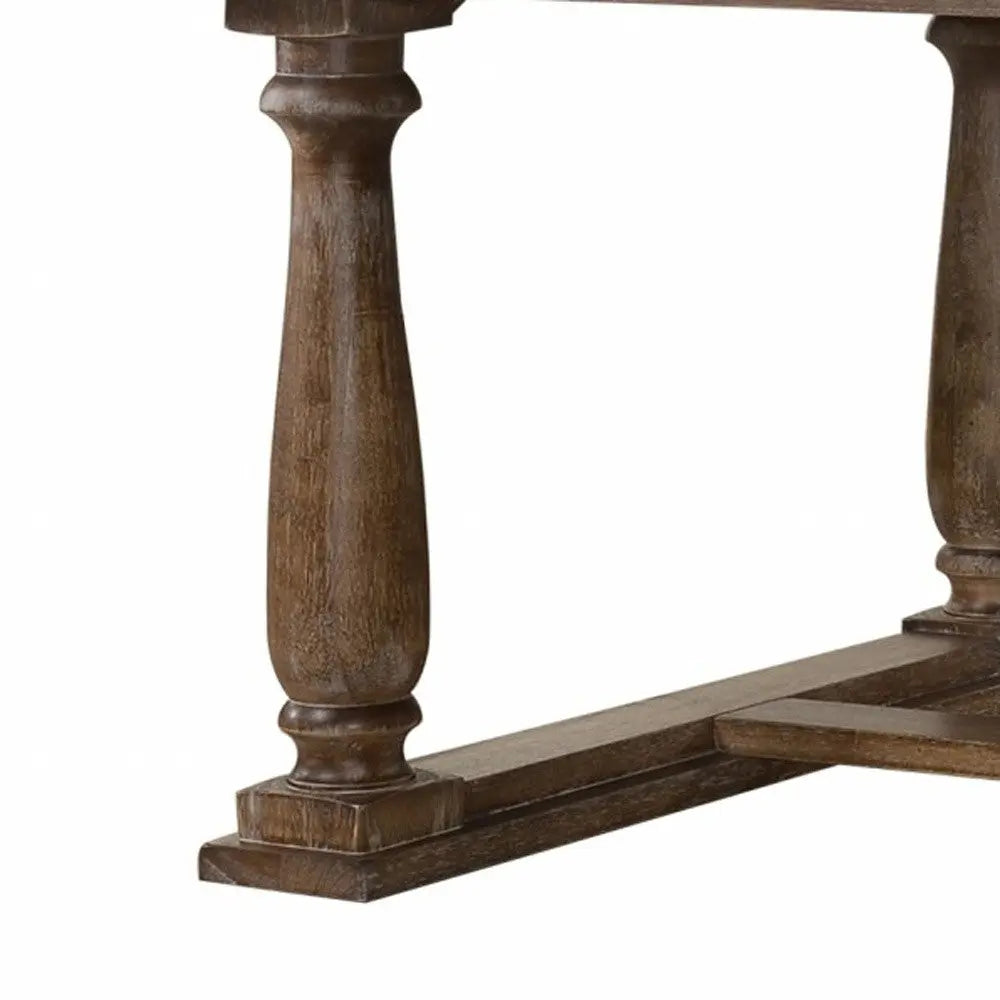 84" Brown Solid Wood Trestle Base Dining Table Homeroots Kitchen & Dining