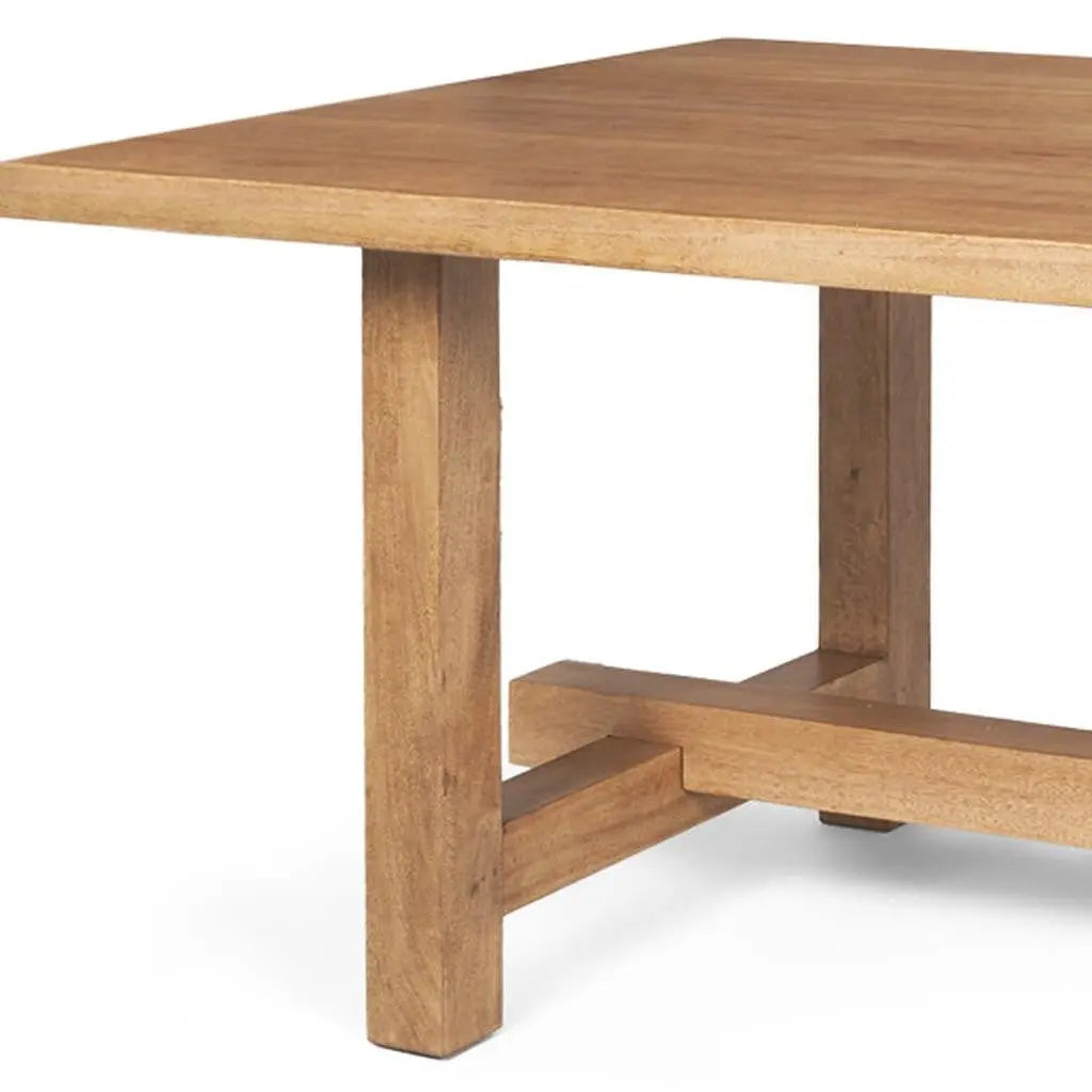 84" Brown Solid Wood Trestle Base Dining Table Homeroots Kitchen & Dining