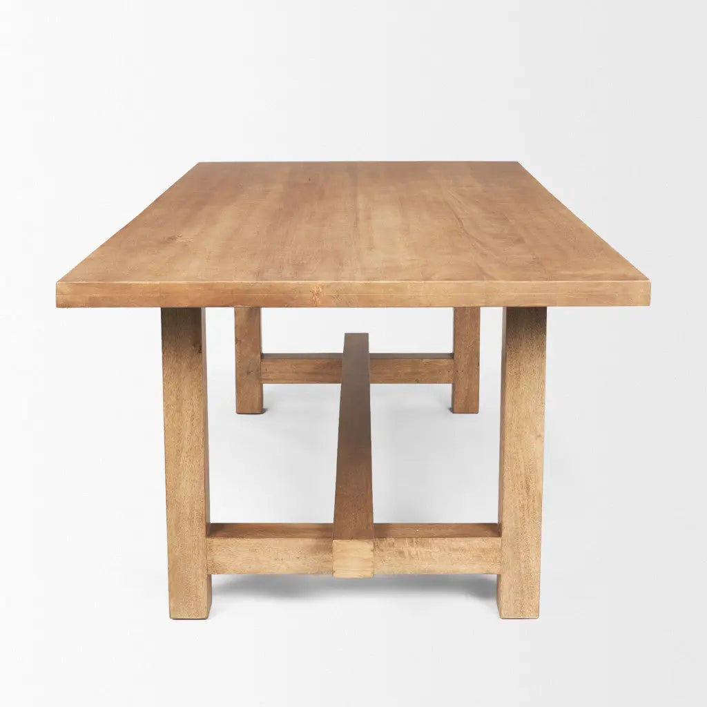 84" Brown Solid Wood Trestle Base Dining Table Homeroots Kitchen & Dining