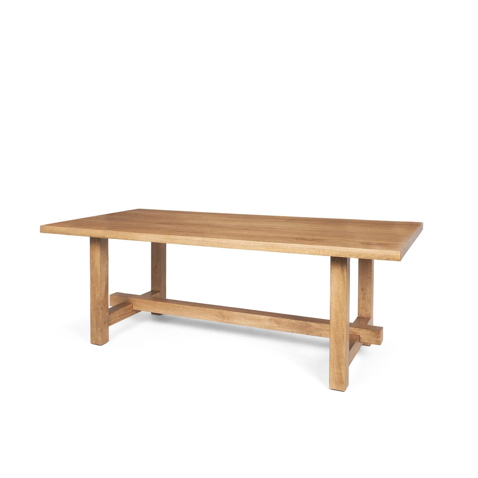 84" Brown Solid Wood Trestle Base Dining Table Homeroots Kitchen & Dining